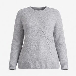 Terra & Sky Bow Stitch Sweater Women’s 3X Gray Crewneck Knit Plus Size NWT